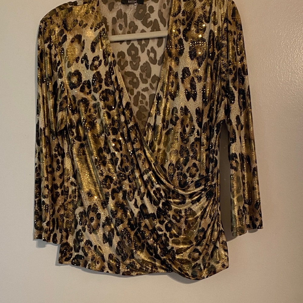 MSK Metallic Leopard Print Blouse